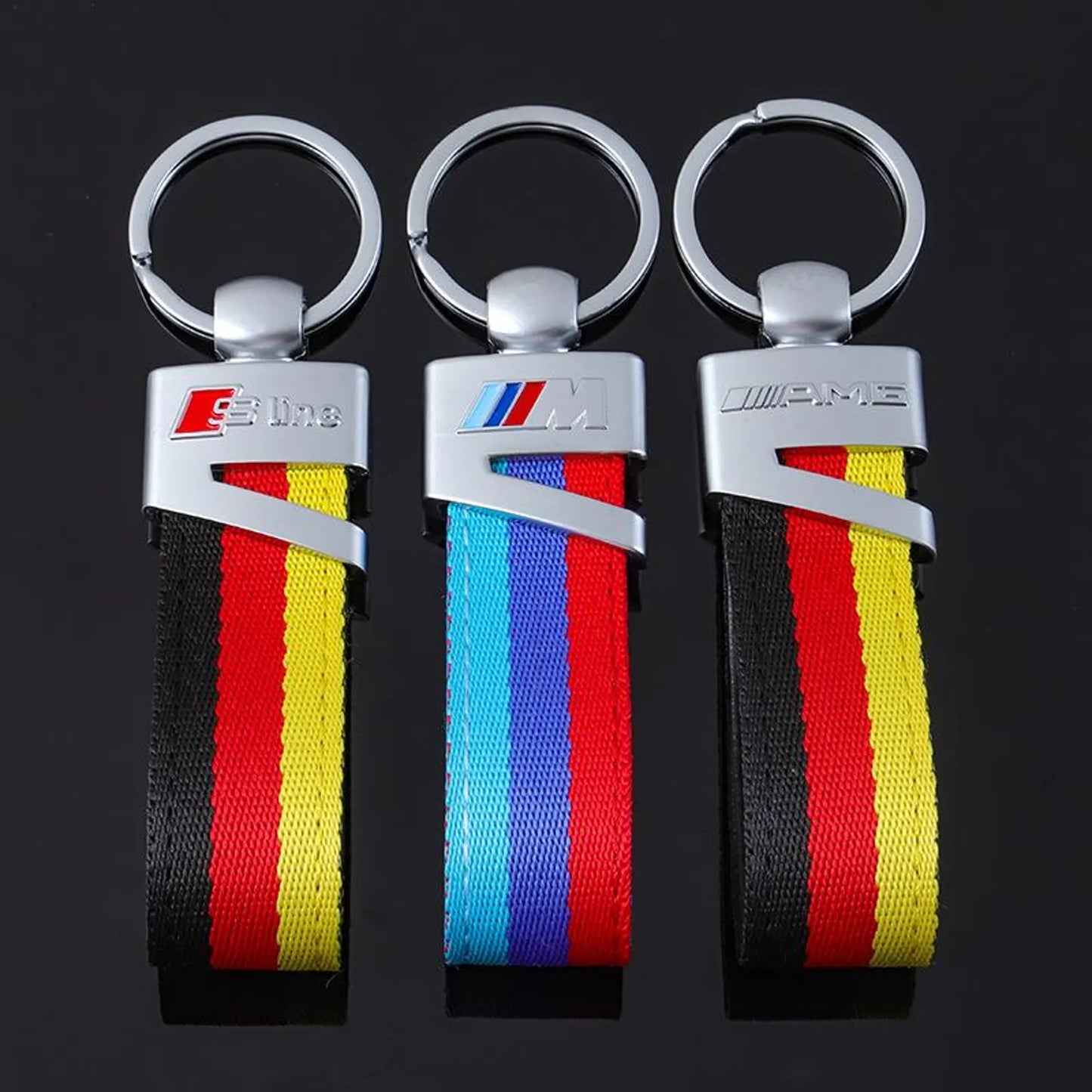 V Hook Silver Keychain for Mercedes AMG, BMW ///M & Audi S Line – Premium Metal Car Keyring with Quick Release Clip | 114×26mm