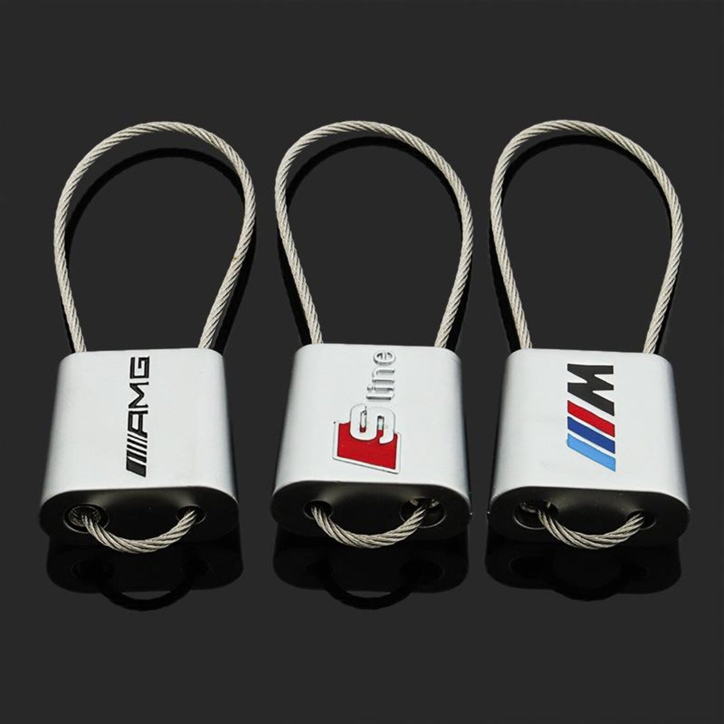 AMG / ///M / S Line Wire Rope Keychain – Premium Stainless Steel Car Keyring for Mercedes-Benz AMG, BMW M & Audi S Line | 80mm