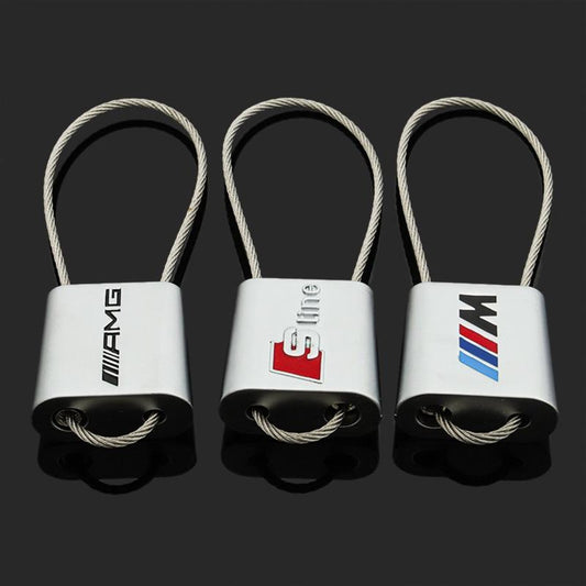AMG / ///M / S Line Wire Rope Keychain – Premium Stainless Steel Car Keyring for Mercedes-Benz AMG, BMW M & Audi S Line | 80mm