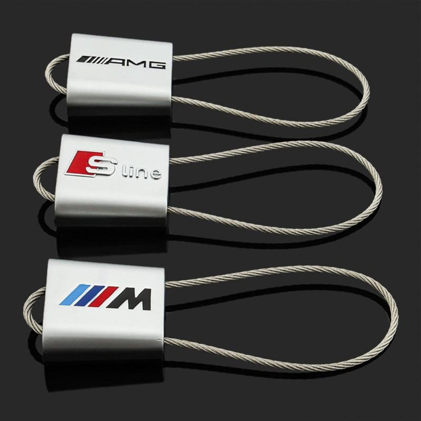 AMG / ///M / S Line Wire Rope Keychain – Premium Stainless Steel Car Keyring for Mercedes-Benz AMG, BMW M & Audi S Line | 80mm