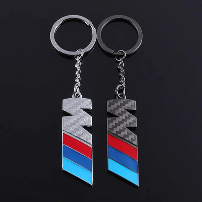 BMW Metal Carbon Fiber Keychain – Premium Car Key Ring in Silver & Black – Luxury BMW Key Holder