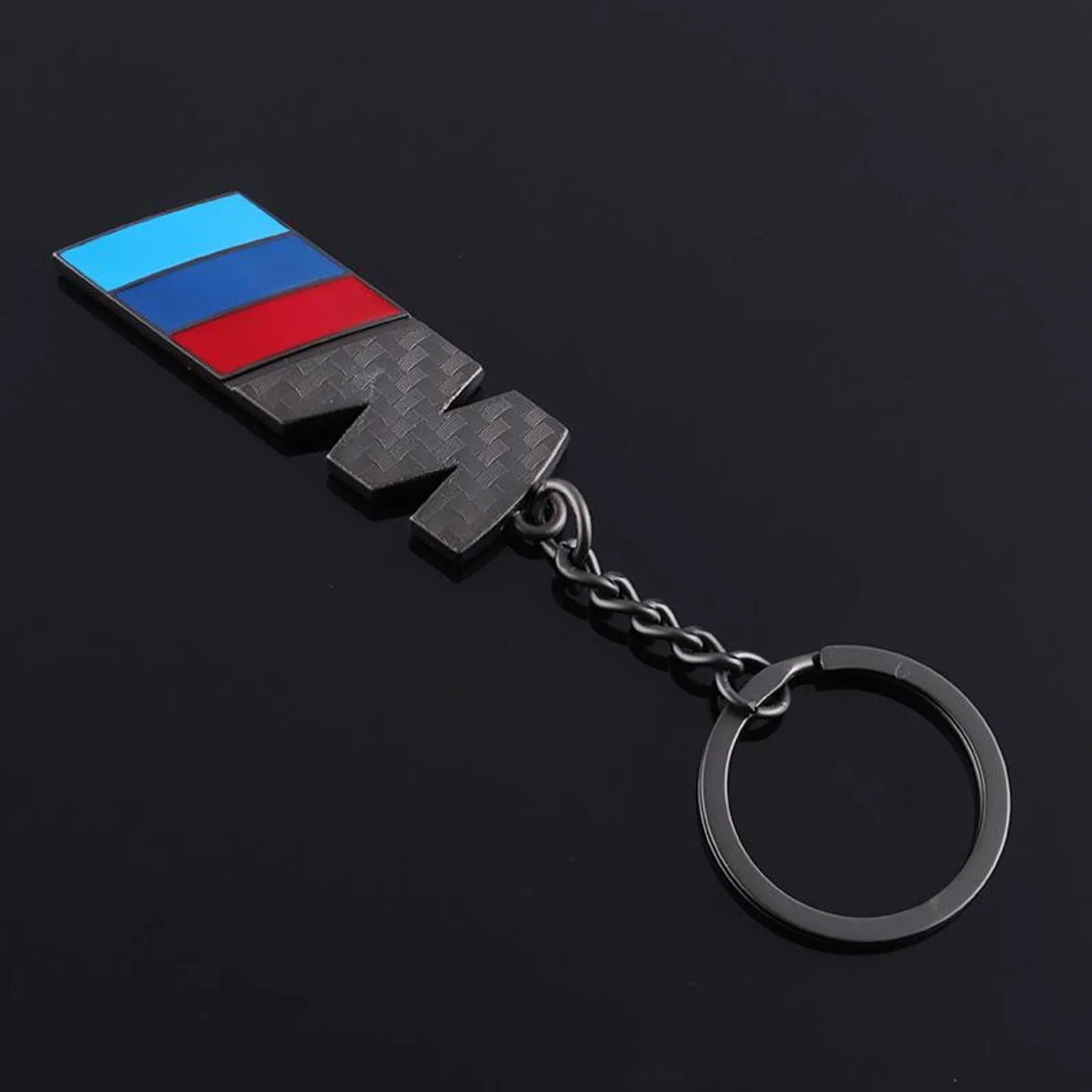 BMW Metal Carbon Fiber Keychain – Premium Car Key Ring in Silver & Black – Luxury BMW Key Holder
