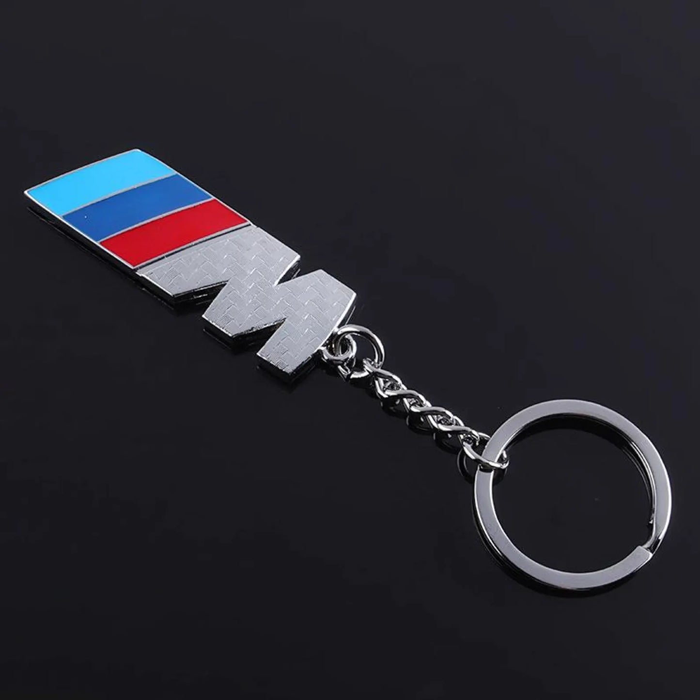 BMW Metal Carbon Fiber Keychain – Premium Car Key Ring in Silver & Black – Luxury BMW Key Holder