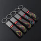 Rectangle Black Leather Keychain for Mercedes AMG, BMW ///M, Audi RS, Audi S Line & Volkswagen R – Premium Metal Car Keyring | 166mm