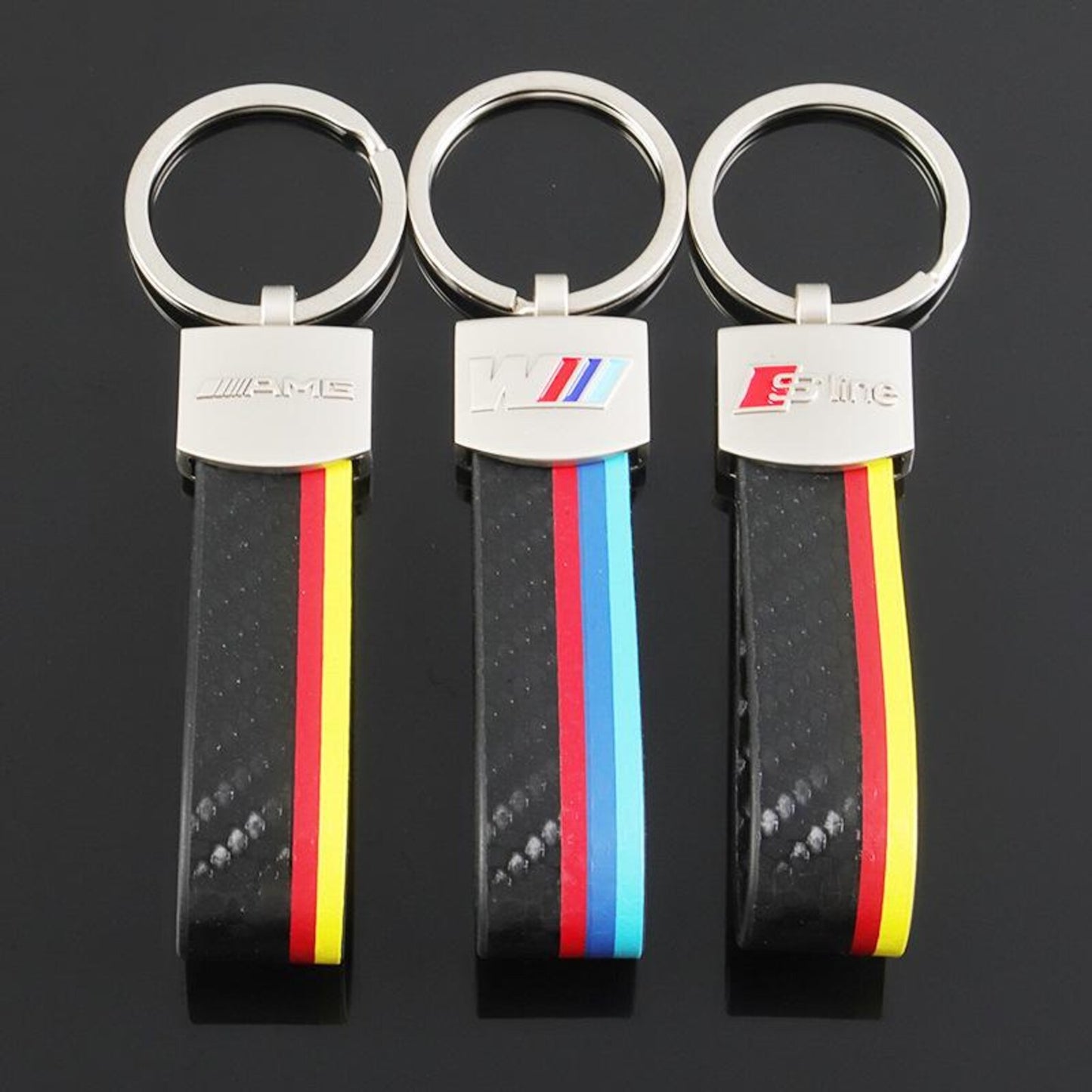 Arch Hook Colored Leather Car Keychain | AMG, ///M & S Line Metal Key Ring | Premium Auto Keychain Gift (115mm, 19g)