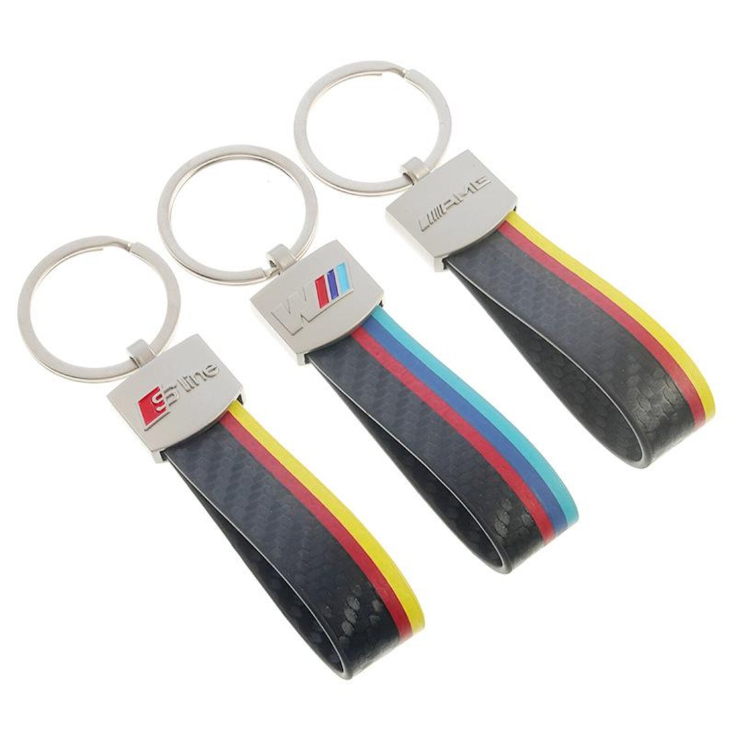Arch Hook Colored Leather Car Keychain | AMG, ///M & S Line Metal Key Ring | Premium Auto Keychain Gift (115mm, 19g)