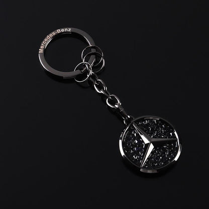 Mercedes Rhinestone Keychain – Luxury Metal Car Key Ring for Mercedes-Benz | Black, Red, White & Blue | 109mm