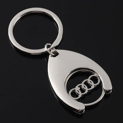 Chrome Car Logo Metal Keychain for VW, Mercedes-Benz, Audi & BMW – Premium Key Ring | 42×31mm | 22g