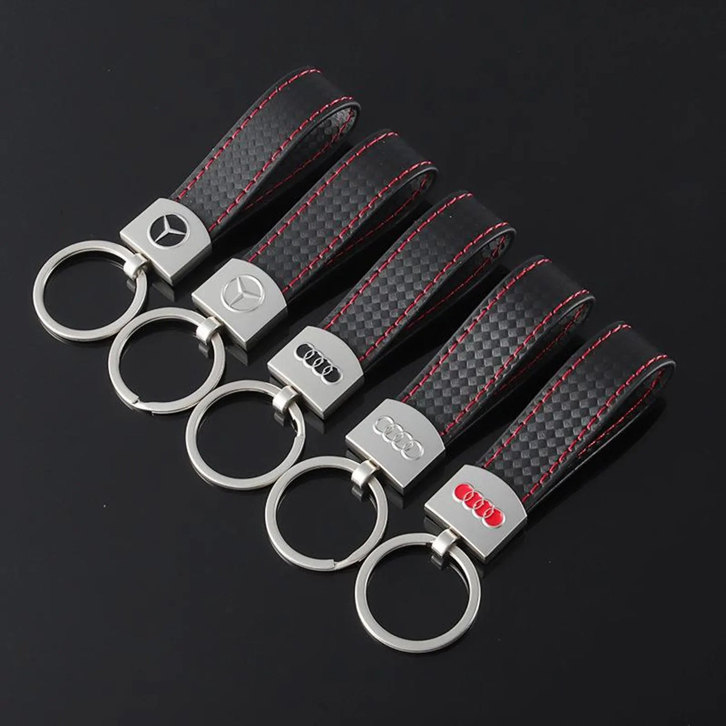 Luxury Metal Car Keychain – Audi & Mercedes-Benz Key Ring – Premium Key Holder in Black & Silver