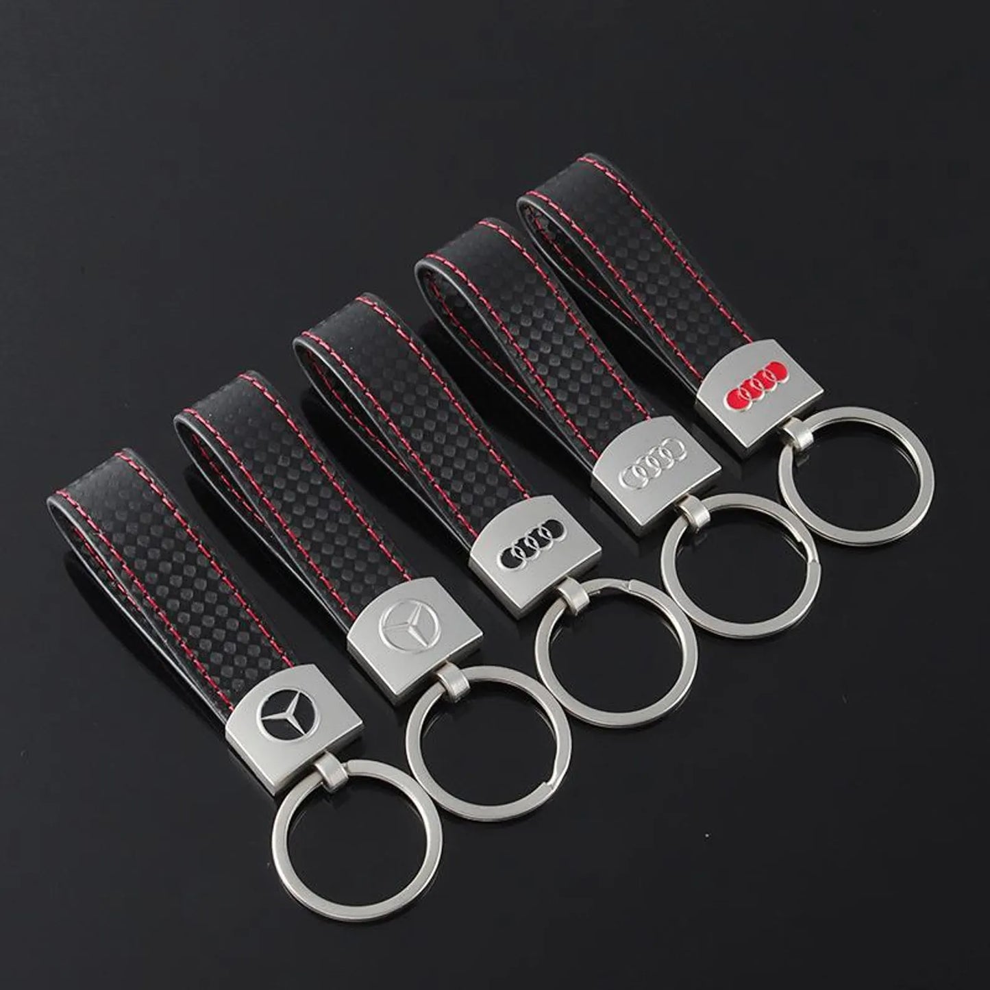 Luxury Metal Car Keychain – Audi & Mercedes-Benz Key Ring – Premium Key Holder in Black & Silver