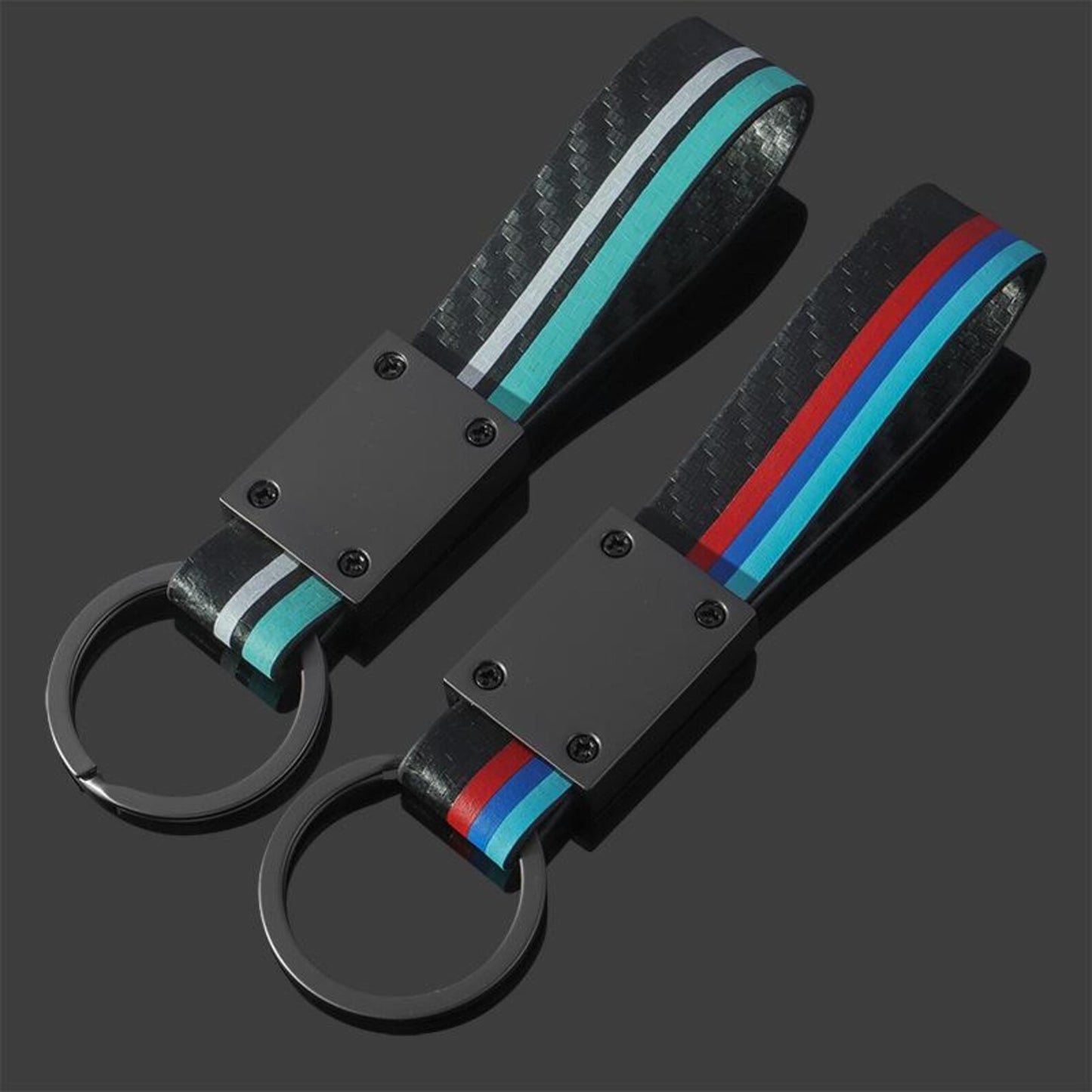 Rectangle Black Metal Car Keychain | AMG & ///M Premium Key Ring | Luxury Auto Keychain Gift (130mm, 31g)