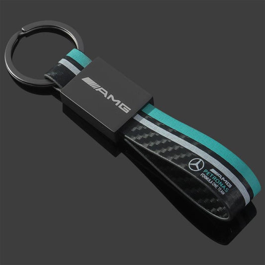 Rectangle Black Metal Car Keychain | AMG & ///M Premium Key Ring | Luxury Auto Keychain Gift (130mm, 31g)