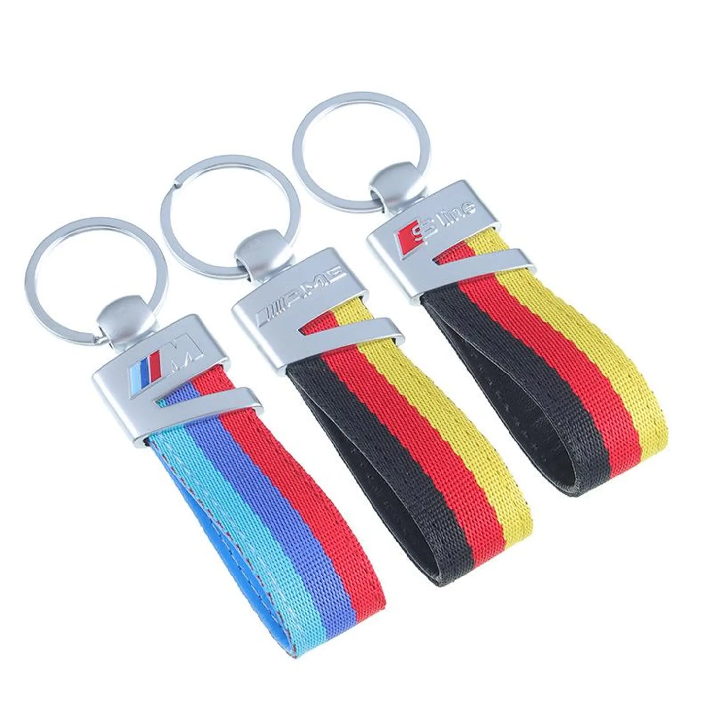 V Hook Silver Keychain for Mercedes AMG, BMW ///M & Audi S Line – Premium Metal Car Keyring with Quick Release Clip | 114×26mm