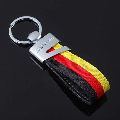 V Hook Silver Keychain for Mercedes AMG, BMW ///M & Audi S Line – Premium Metal Car Keyring with Quick Release Clip | 114×26mm