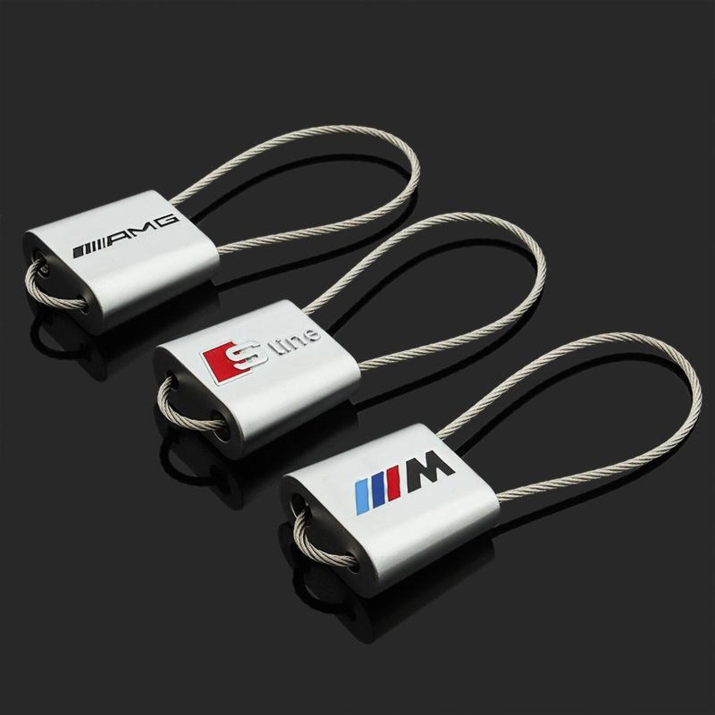 AMG / ///M / S Line Wire Rope Keychain – Premium Stainless Steel Car Keyring for Mercedes-Benz AMG, BMW M & Audi S Line | 80mm