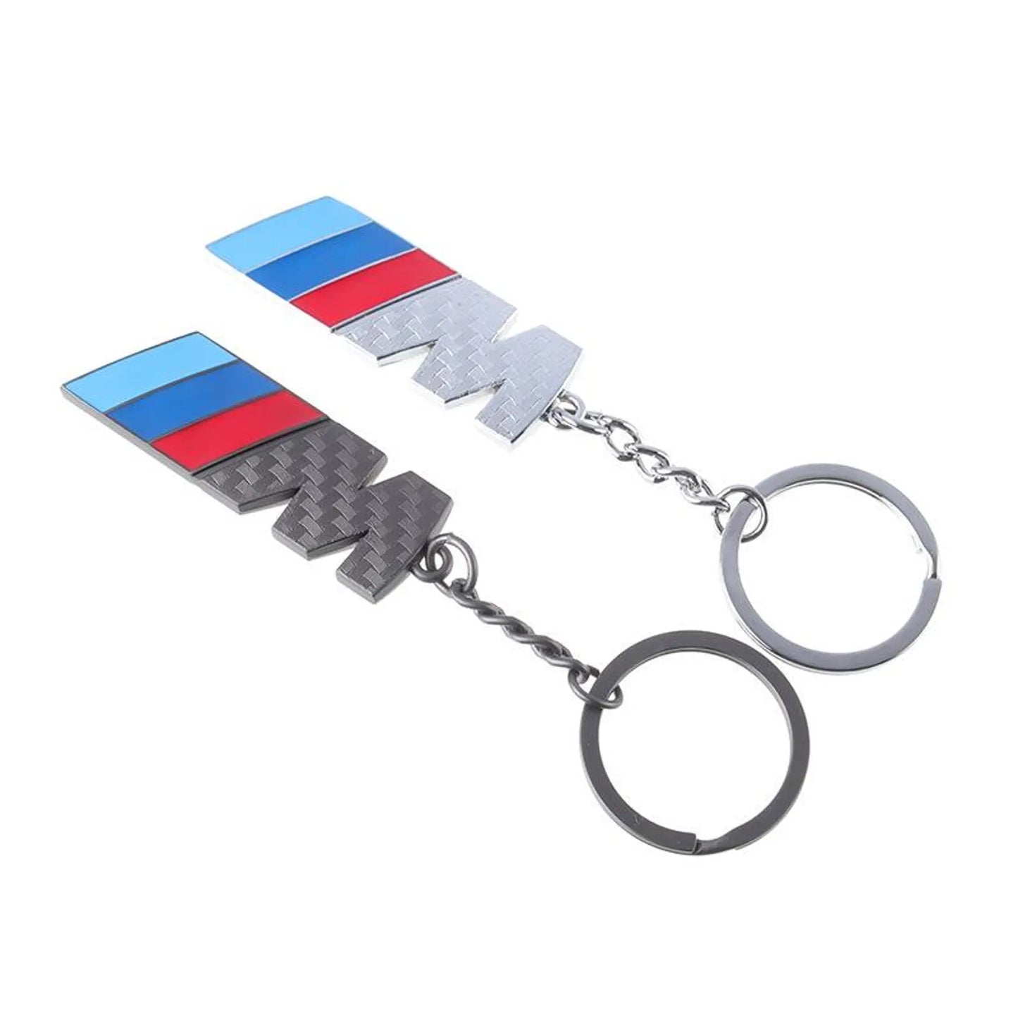 BMW Metal Carbon Fiber Keychain – Premium Car Key Ring in Silver & Black – Luxury BMW Key Holder