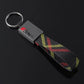 Rectangle Black Leather Keychain for Mercedes AMG, BMW ///M, Audi RS, Audi S Line & Volkswagen R – Premium Metal Car Keyring | 166mm