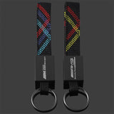 AMG / BMW ///M Rectangle Black Keychain – Premium Leather & Metal Car Keyring for Mercedes-Benz AMG & BMW M | 166mm