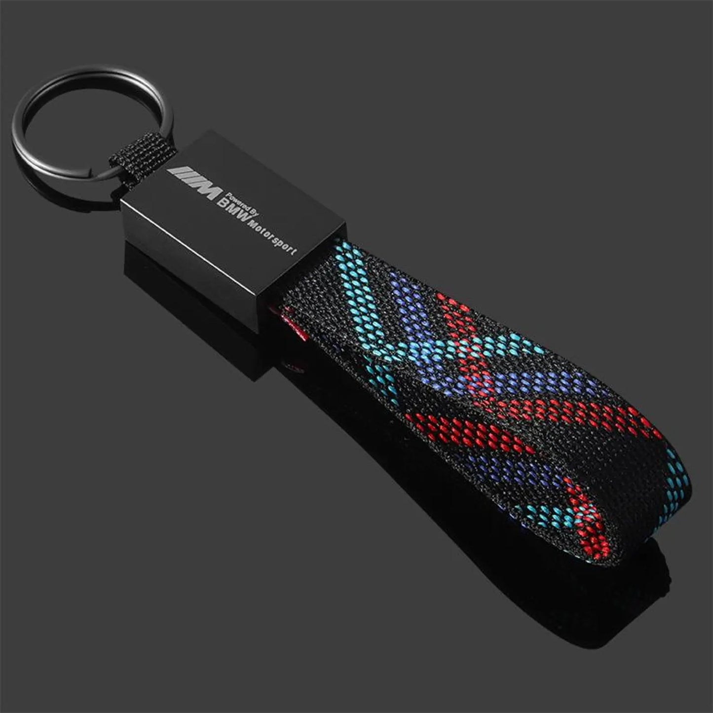 AMG / BMW ///M Rectangle Black Keychain – Premium Leather & Metal Car Keyring for Mercedes-Benz AMG & BMW M | 166mm