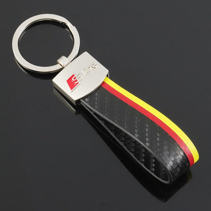 Arch Hook Colored Leather Car Keychain | AMG, ///M & S Line Metal Key Ring | Premium Auto Keychain Gift (115mm, 19g)