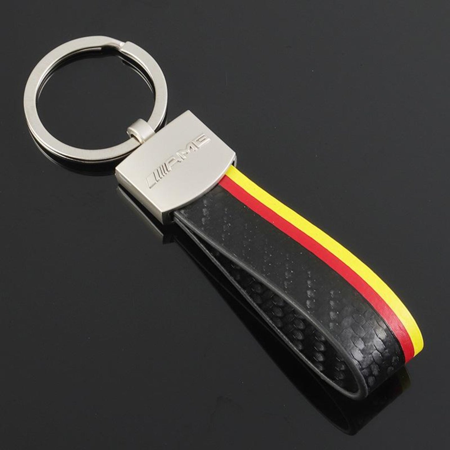 Arch Hook Colored Leather Car Keychain | AMG, ///M & S Line Metal Key Ring | Premium Auto Keychain Gift (115mm, 19g)