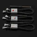 Braided Leather Rope Car Keychain – Premium Metal Key Ring for AMG, ///M & RS | 119mm | 25g Luxury Key Chain