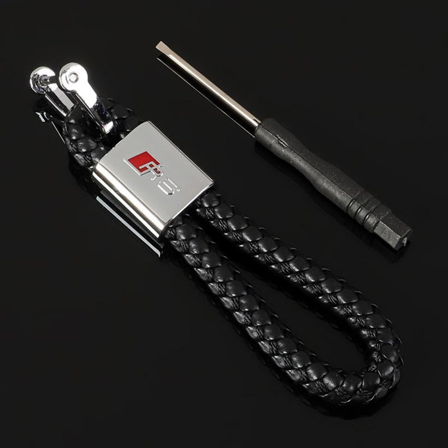 Braided Leather Rope Car Keychain – Premium Metal Key Ring for AMG, ///M & RS | 119mm | 25g Luxury Key Chain