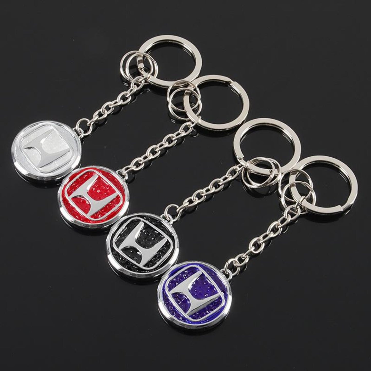 Honda Rhinestone Keychain – Premium Crystal Car Key Ring for Honda – Black, Red, White & Blue Luxury Key Holder