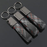 Rectangle Black Leather Keychain for Mercedes-Benz, BMW & Volkswagen – Premium Metal Car Keyring | 158mm
