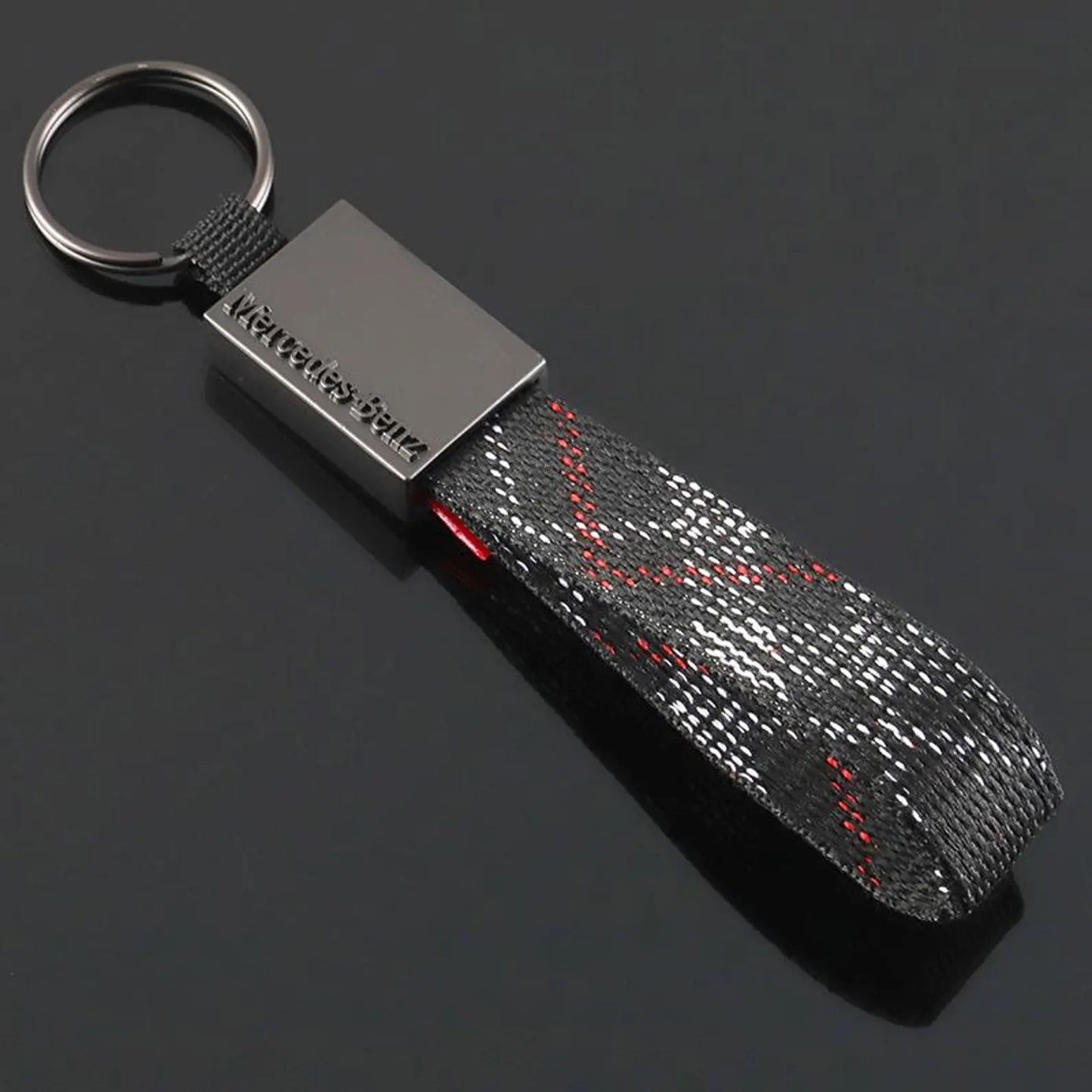 Rectangle Black Leather Keychain for Mercedes-Benz, BMW & Volkswagen – Premium Metal Car Keyring | 158mm