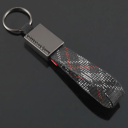 Rectangle Black Leather Keychain for Mercedes-Benz, BMW & Volkswagen – Premium Metal Car Keyring | 158mm