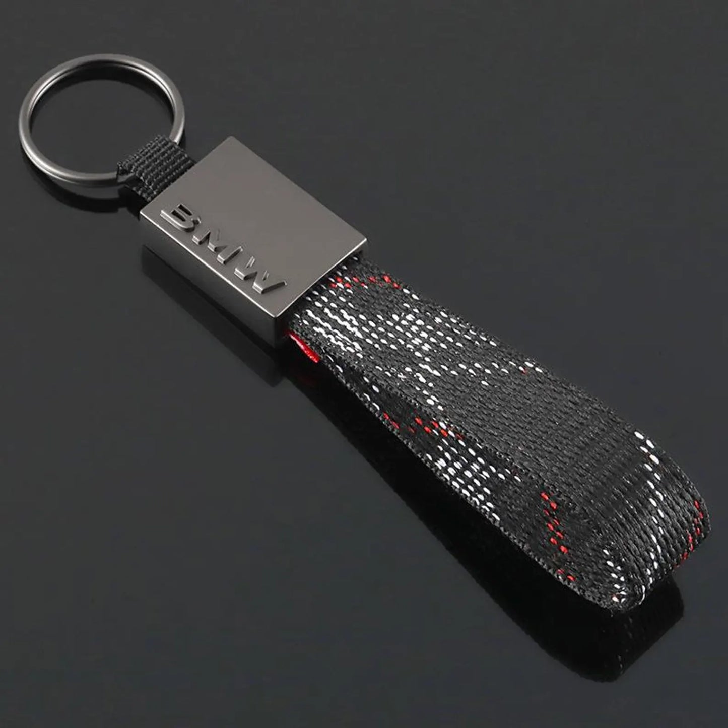 Rectangle Black Leather Keychain for Mercedes-Benz, BMW & Volkswagen – Premium Metal Car Keyring | 158mm
