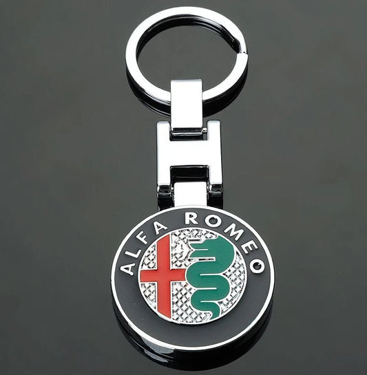Alfa Romeo Metal Keychain – Premium Alfa Romeo Logo Key Ring | Luxury Zinc Alloy Car Keychain | 90×34mm | 39g