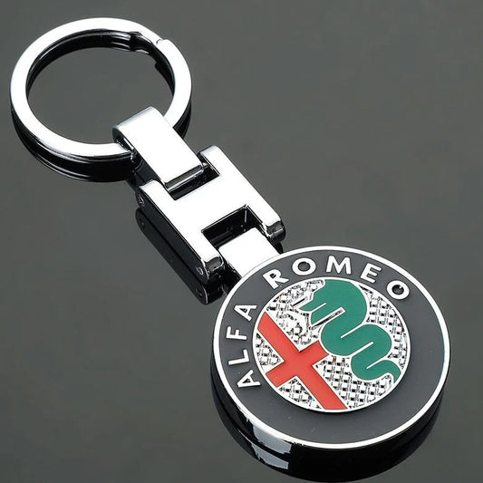 Alfa Romeo Metal Keychain – Premium Alfa Romeo Logo Key Ring | Luxury Zinc Alloy Car Keychain | 90×34mm | 39g