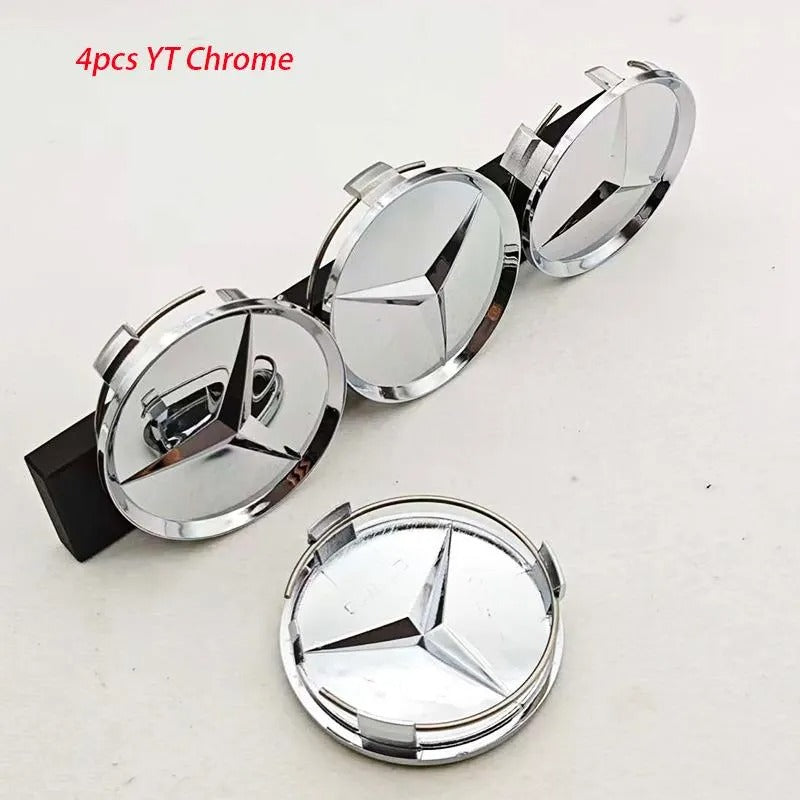 Mercedes-Benz Wheel Center Caps Pack of 4 – 60mm, 75mm, 144mm, 146mm, 154mm & 163mm OEM Style Replacement Hub Caps for Mercedes Wheels