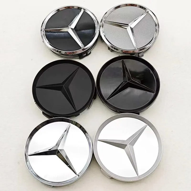 Mercedes-Benz Wheel Center Caps Pack of 4 – 60mm, 75mm, 144mm, 146mm, 154mm & 163mm OEM Style Replacement Hub Caps for Mercedes Wheels