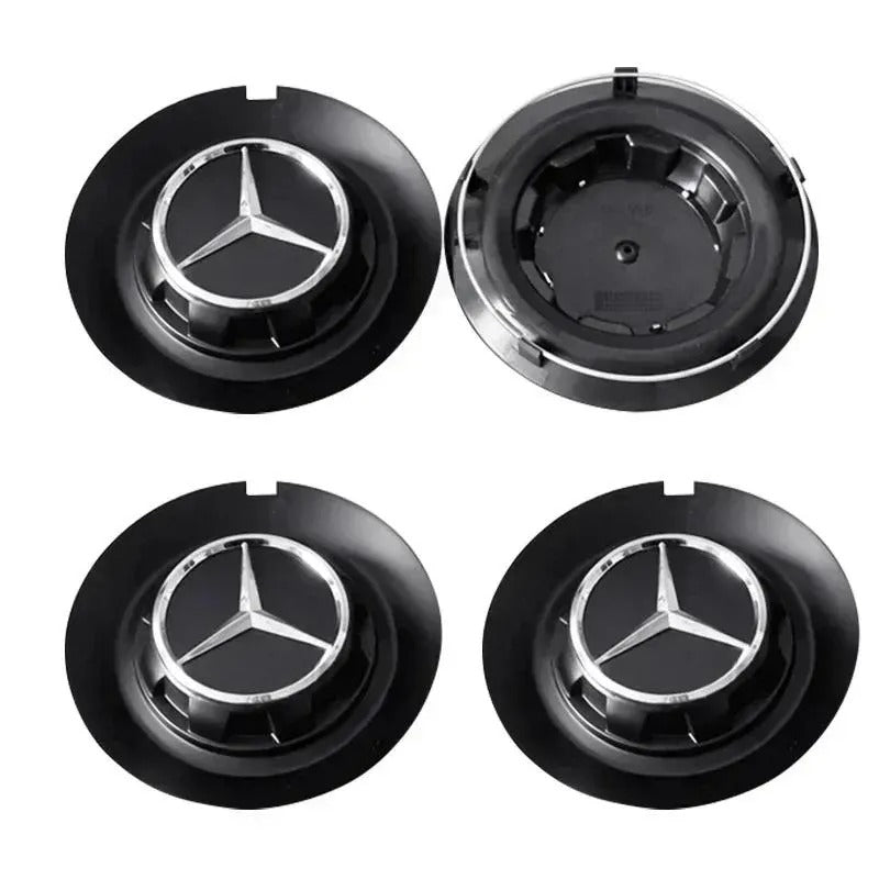 Mercedes-Benz Wheel Center Caps Pack of 4 – 60mm, 75mm, 144mm, 146mm, 154mm & 163mm OEM Style Replacement Hub Caps for Mercedes Wheels
